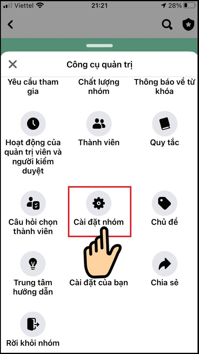 Chọn Cài đặt nhóm