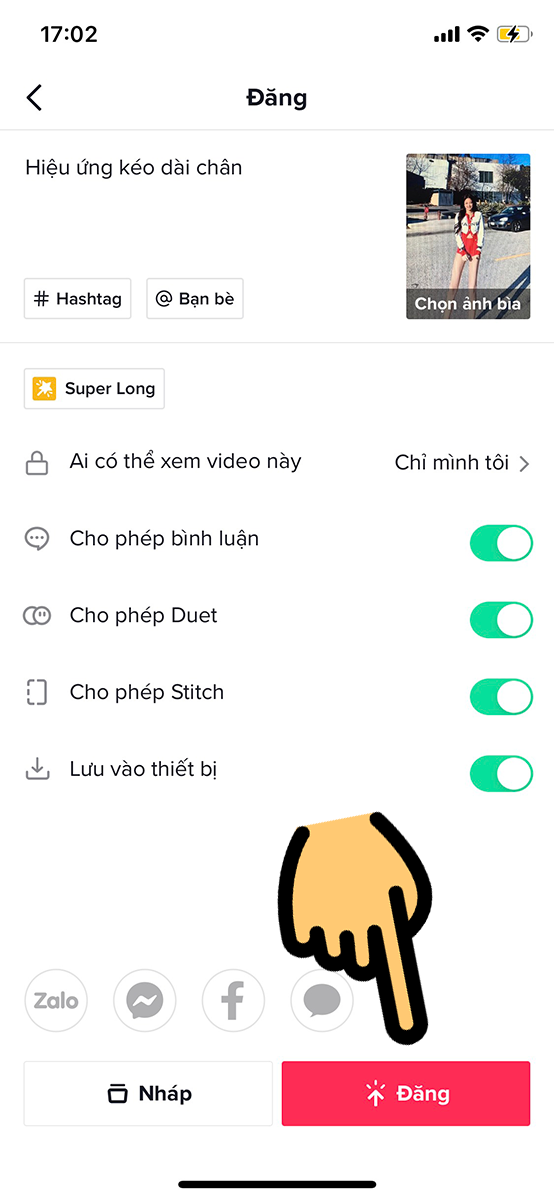 Nhấn n&uacute;t Đăng để tải video l&ecirc;n TikTok 