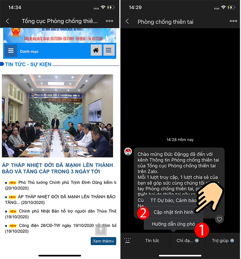 mục Cập nhật tình hình mục Cập nhật tình hình