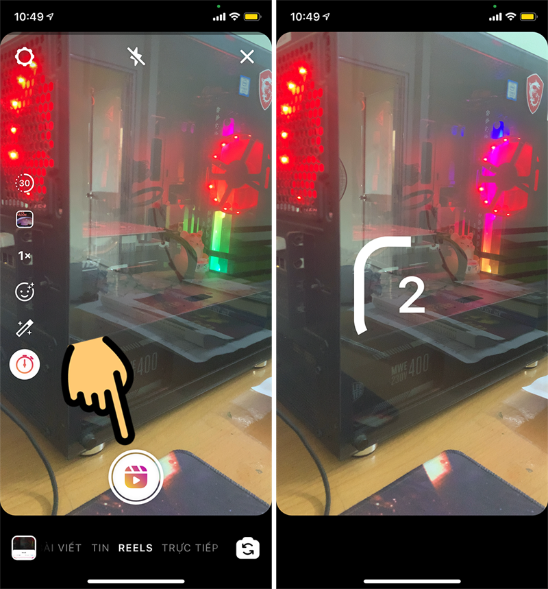 bắt đầu đếm ngược bắt đầu quay video