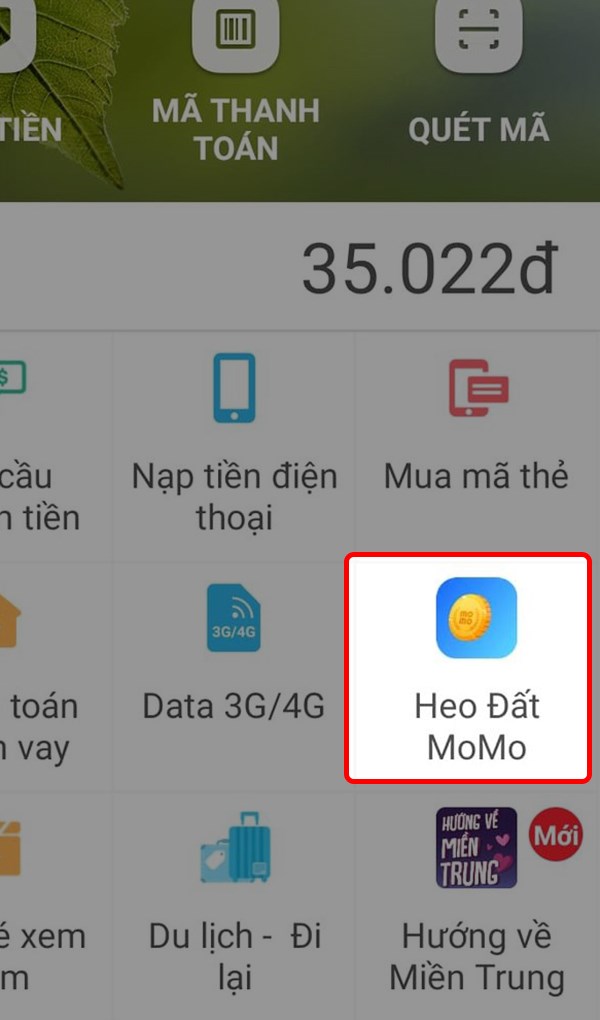 Chọn "Heo đất MoMo" 