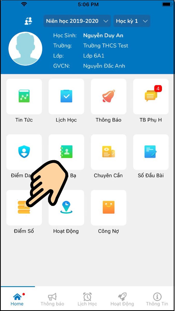 Tiếp theo bấm chọn Điểm Số