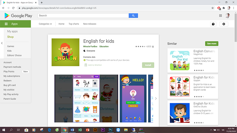 ứng dụng English for Kids