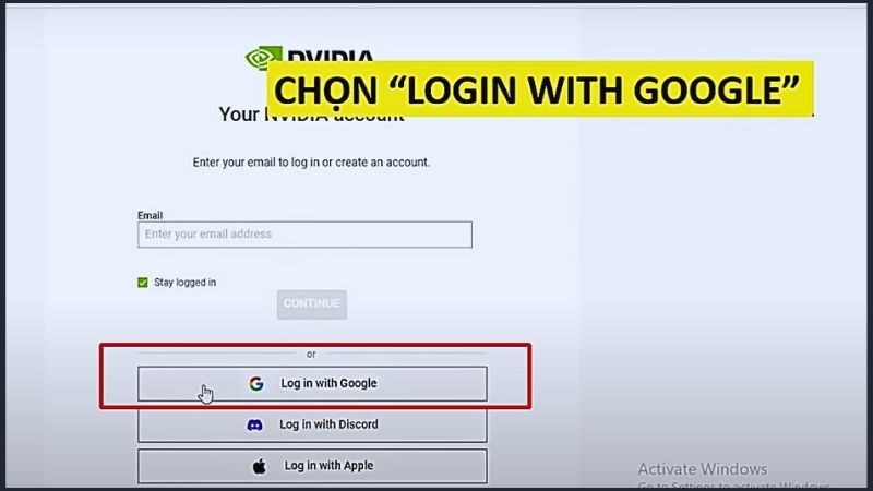 Bước 9: Chọn Login with Google > Đăng ký bằng tài khoản gmail