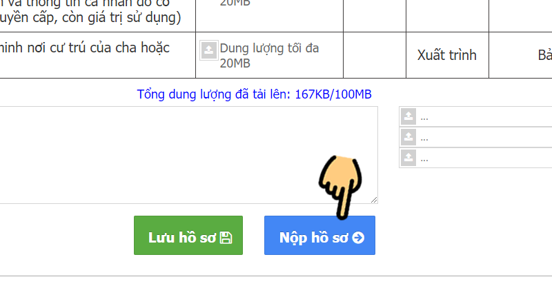 Nhấn Nộp hồ sơ