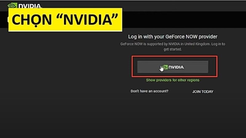 Bước 14: Chọn NVIDIA > Đăng nhập bằng tài khoản gmail mà bạn dùng để đăng ký ở Bước 9