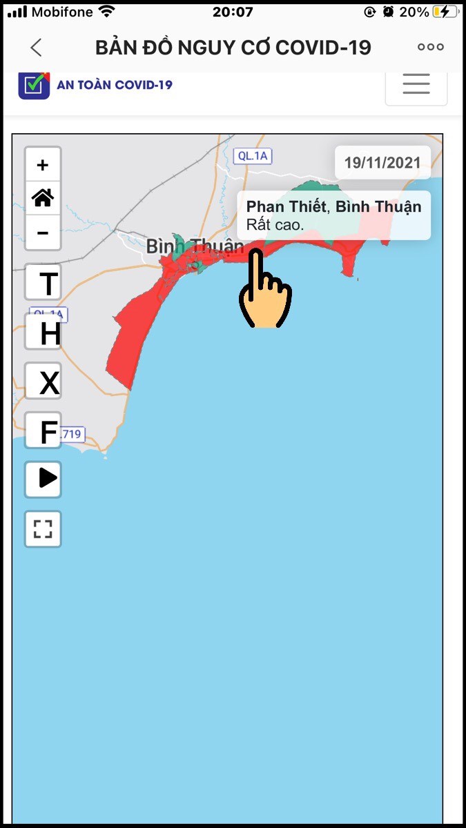 Nhấn vào từng địa điểm để xem tình hình dịch Covid-19 tại đó