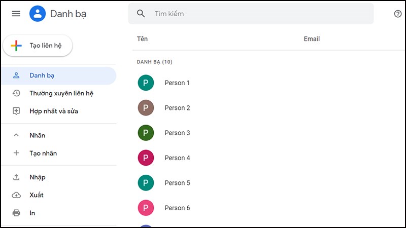 Vào Gmail, mở Danh bạ