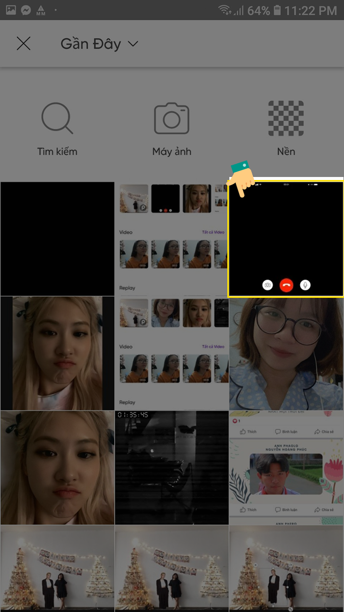 Chọn ảnh màn hình video call đã tải xuống