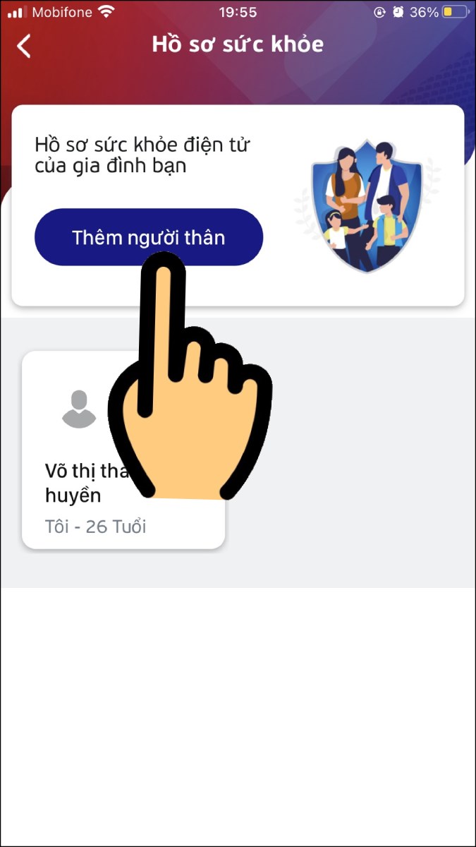 Nhấn n&uacute;t Th&ecirc;m người th&acirc;n