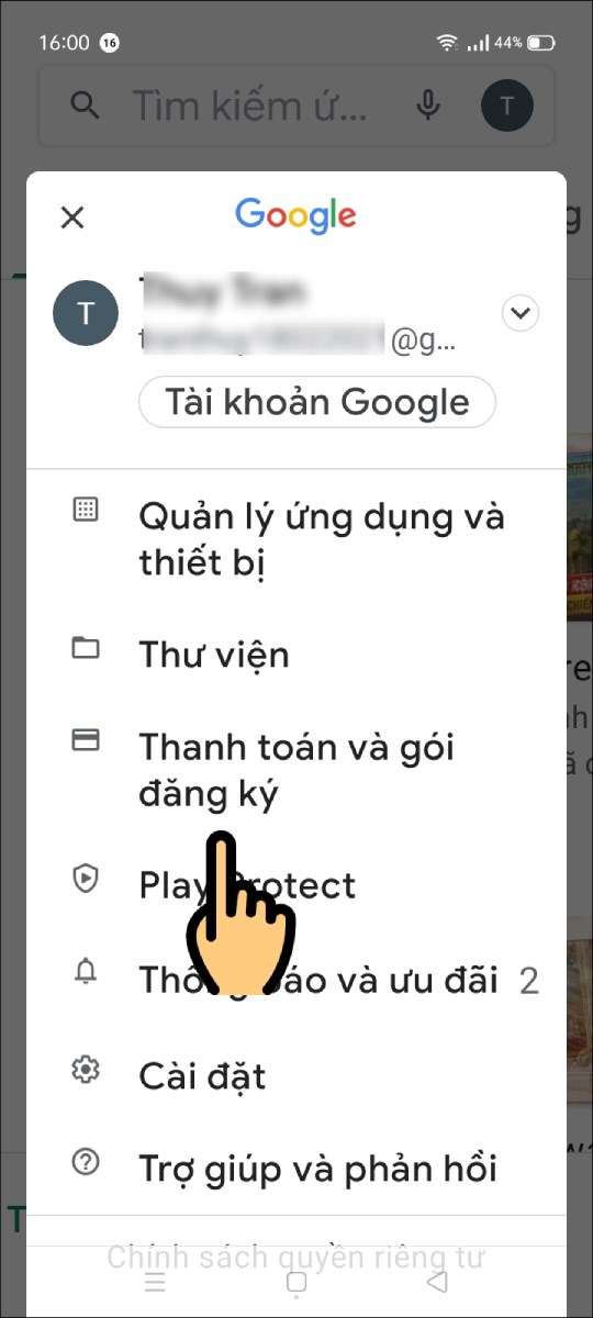 Chọn Thanh toán và gói đăng kí