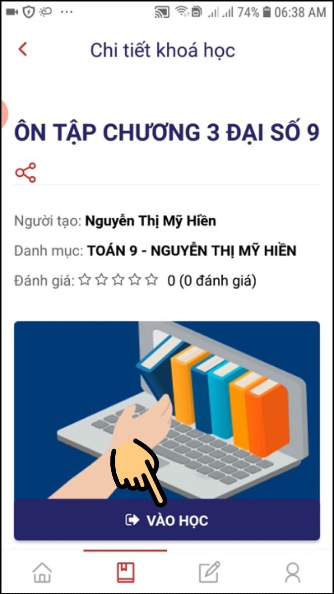 Nhấn nút Vào học