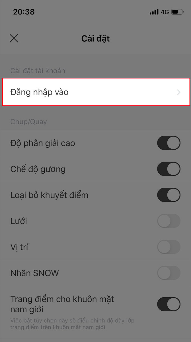 Chọn Đăng nhập vào