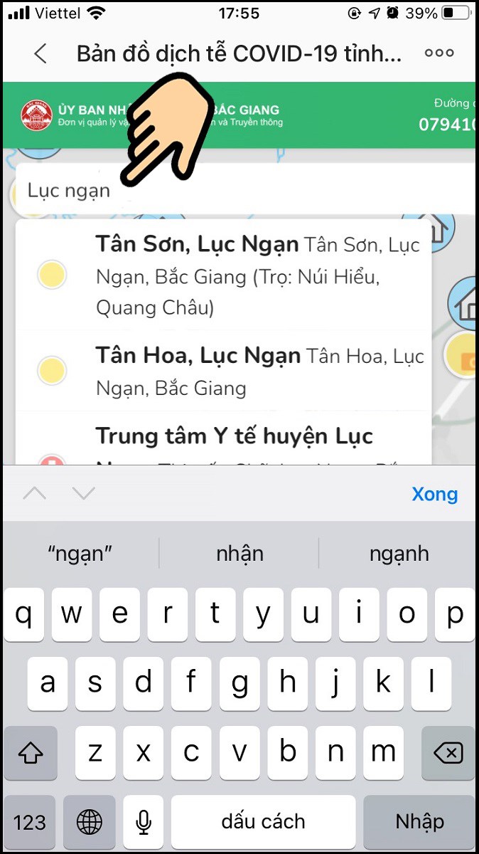 Gõ địa điểm bạn muốn xem
