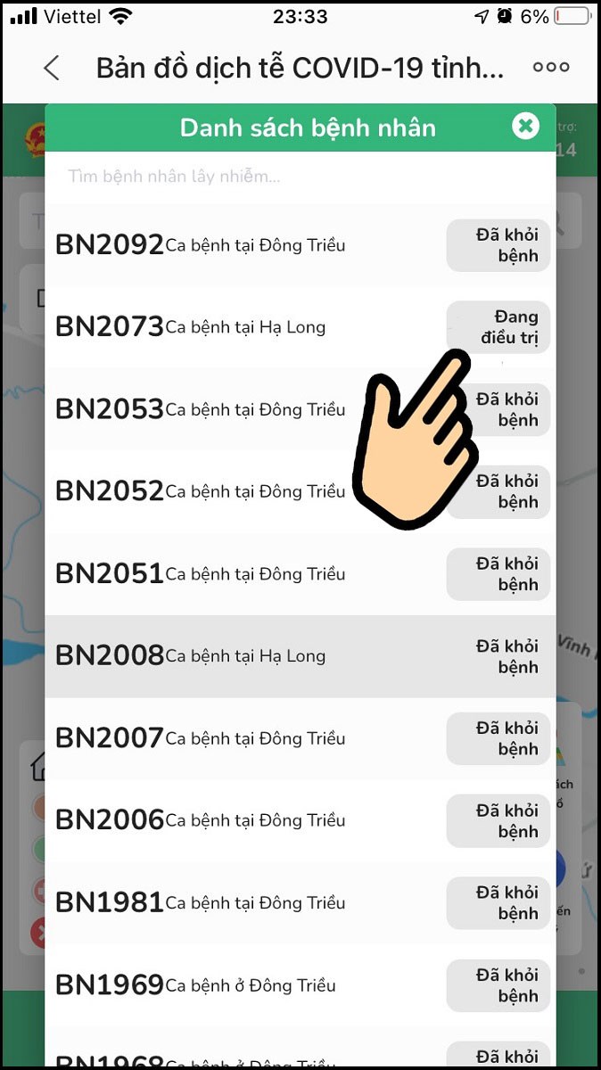 Bấm chọn bệnh nh&acirc;n muốn xem chi tiết