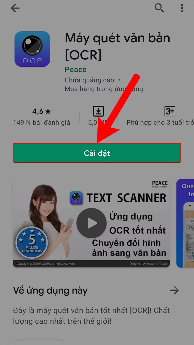 Cài đặt ứng dụng Text Scanner về điện thoại