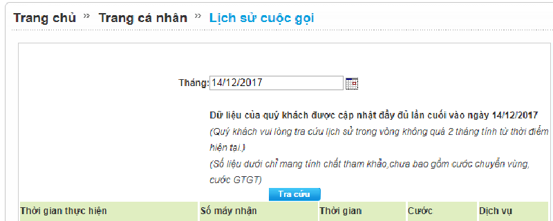 Tra cứu lịch sử cuộc gọi 