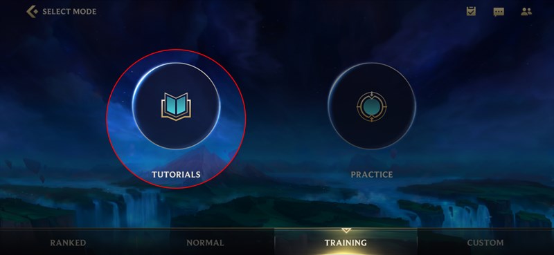 Nhấn chọn Nhấn chọn Tutorials trong phần Training