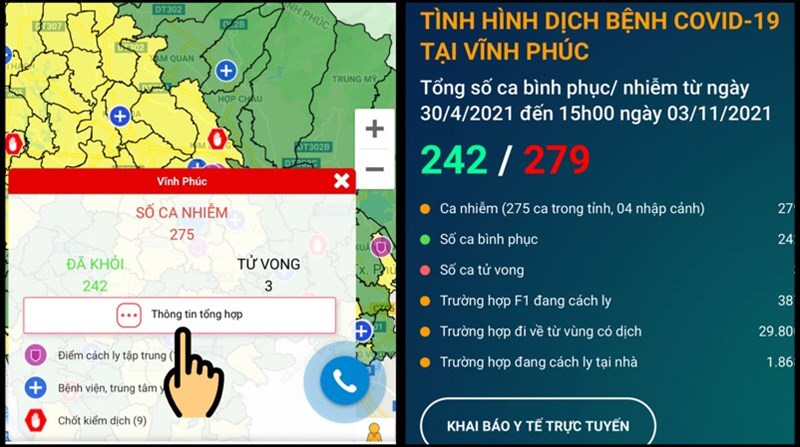 Nhấn vào nút Thông tin tổng hợp để xem tình hình dịch Covid tại Vĩnh Phúc Nhấn vào nút Thông tin tổng hợp để xem tình hình dịch Covid tại Vĩnh Phúc
