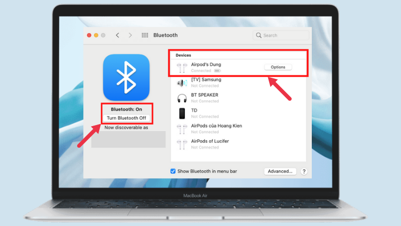 kiểm tra bluetooth trên macbook