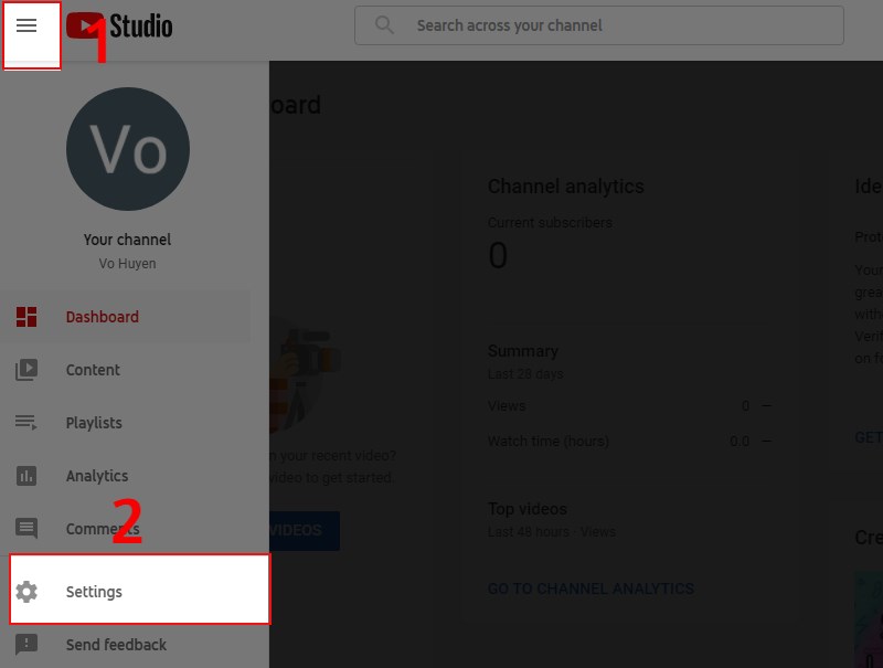 Nhấn vào biểu tượng ba dấu gạch ngang và chọn mục Settings Nhấn vào biểu tượng ba dấu gạch ngang và chọn mục Settings