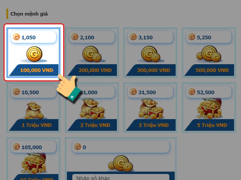 Chọn g&oacute;i nạp