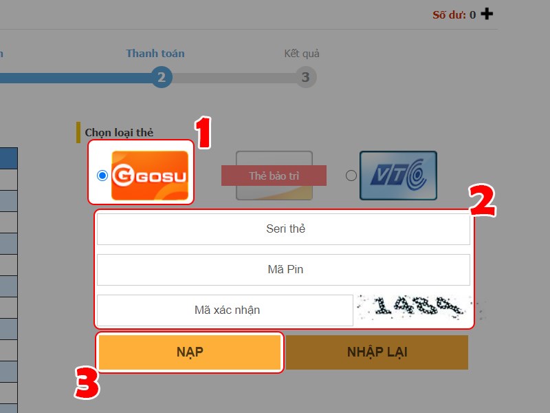Nhập th&ocirc;ng tin thẻ để thanh to&aacute;n