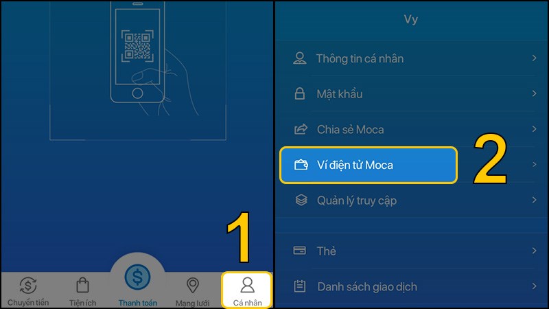 Chọn Ví điện tử Moca