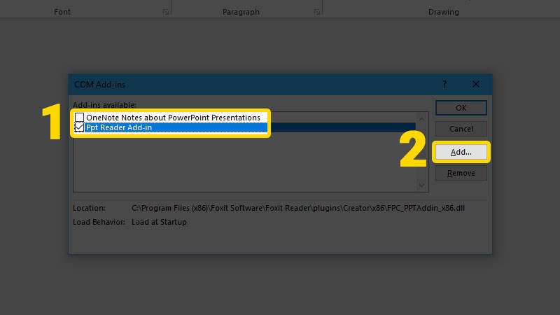 Chọn Add để th&ecirc;m Adobe Presenter