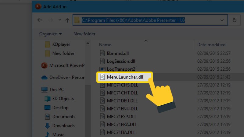 Nhấp đ&uacute;p chuột v&agrave;o MenuLaucher.dll 