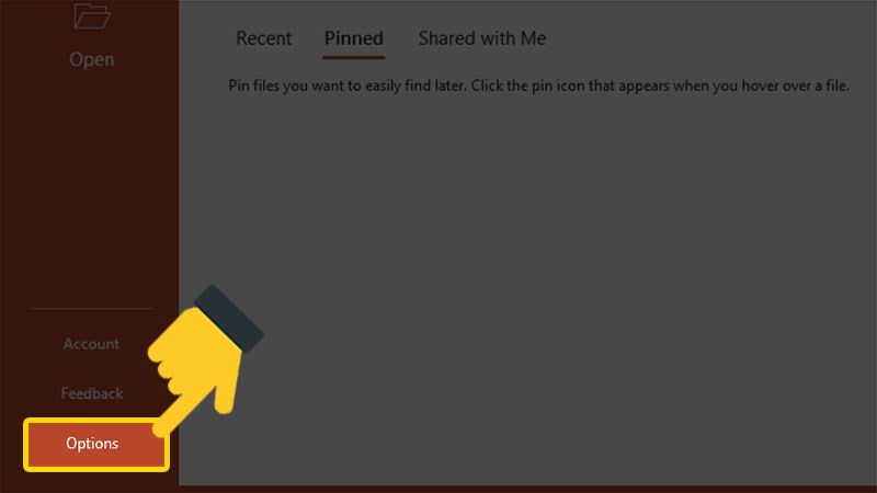 Mở c&agrave;i đặt trong PowerPoint