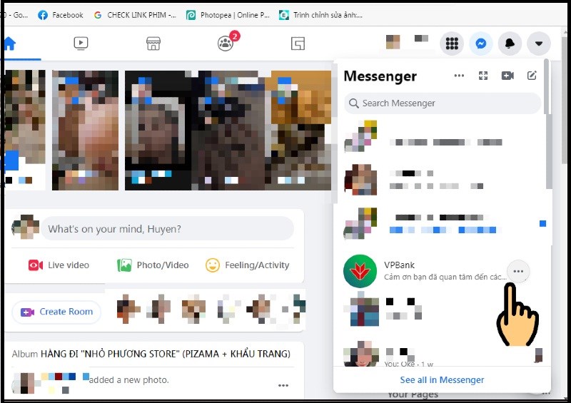 R&ecirc; chuột v&agrave;o tin nhắn m&agrave; bạn đ&atilde; đọc, chọn biểu tượng dấu 3 chấm