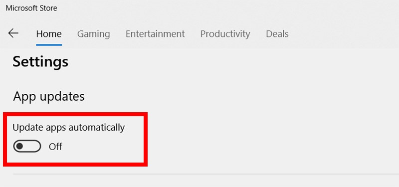 Gạt nút tròn sang trái để tắt tính năng tự động cập nhật Gạt nút tròn sang trái để tắt tính năng tự động cập nhật