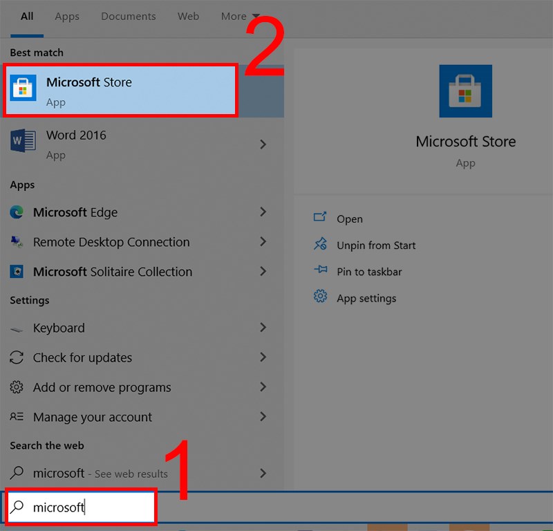 Mở Microsoft Store trên máy tính Mở Microsoft Store trên máy tính