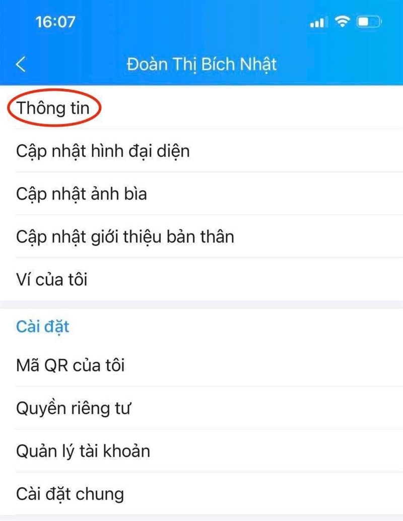 Bấm chọn Thông tin Bấm chọn Thông tin