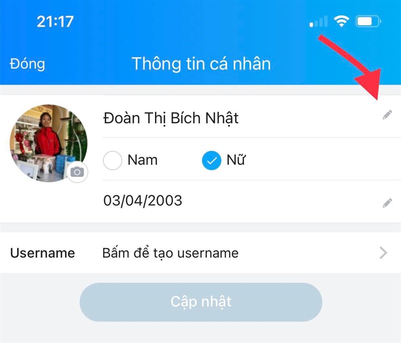 Bấm vào biểu tượng bút chì Bấm vào biểu tượng bút chì