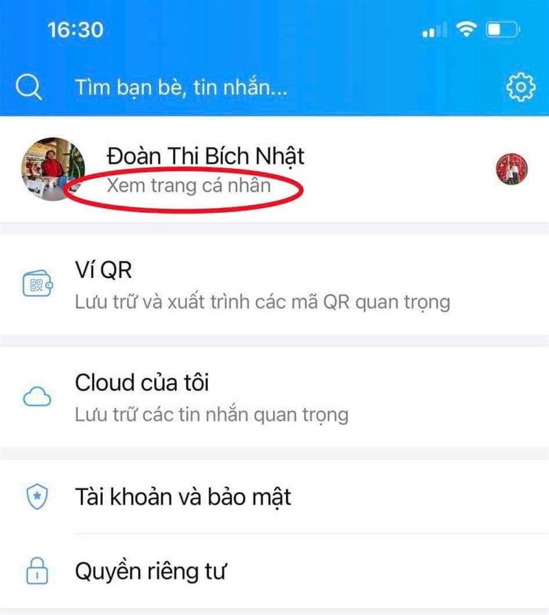 Bấm vào Xem trang cá nhân Bấm vào Xem trang cá nhân
