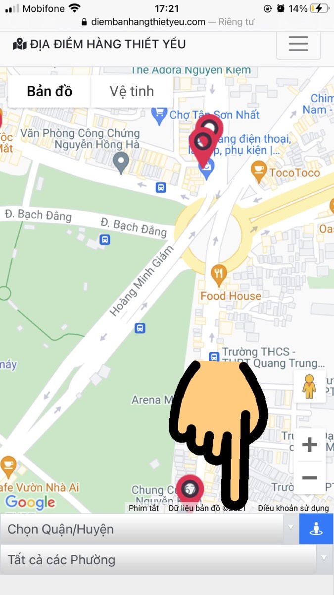 Chọn Quận/Huyện v&agrave; Phường nơi bạn đang sinh sống