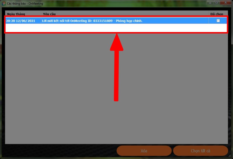 Click đ&uacute;p chuột v&agrave;o Lời mời 