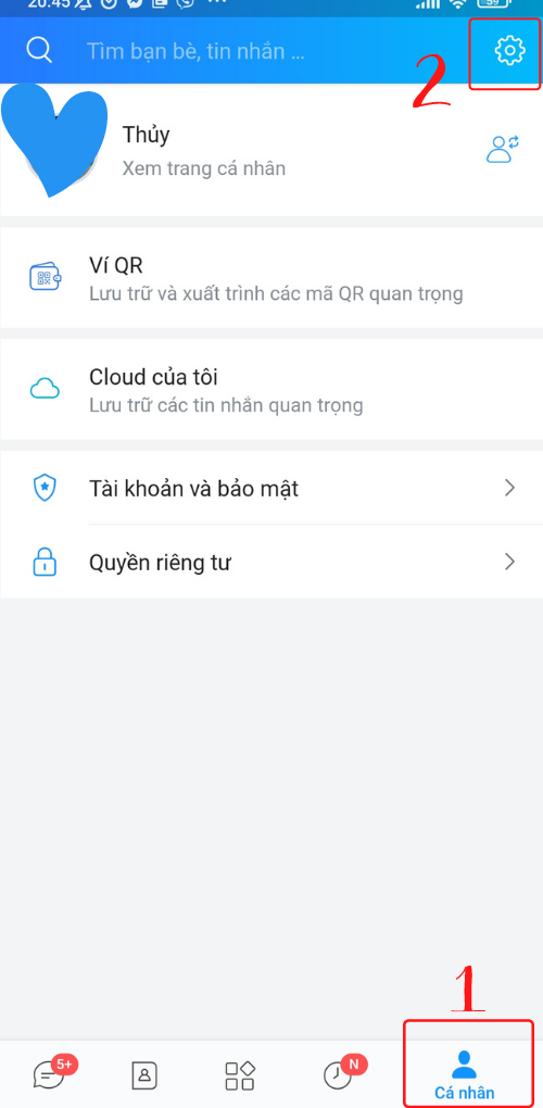 Mở phần c&agrave;i đặt tr&ecirc;n Zalo
