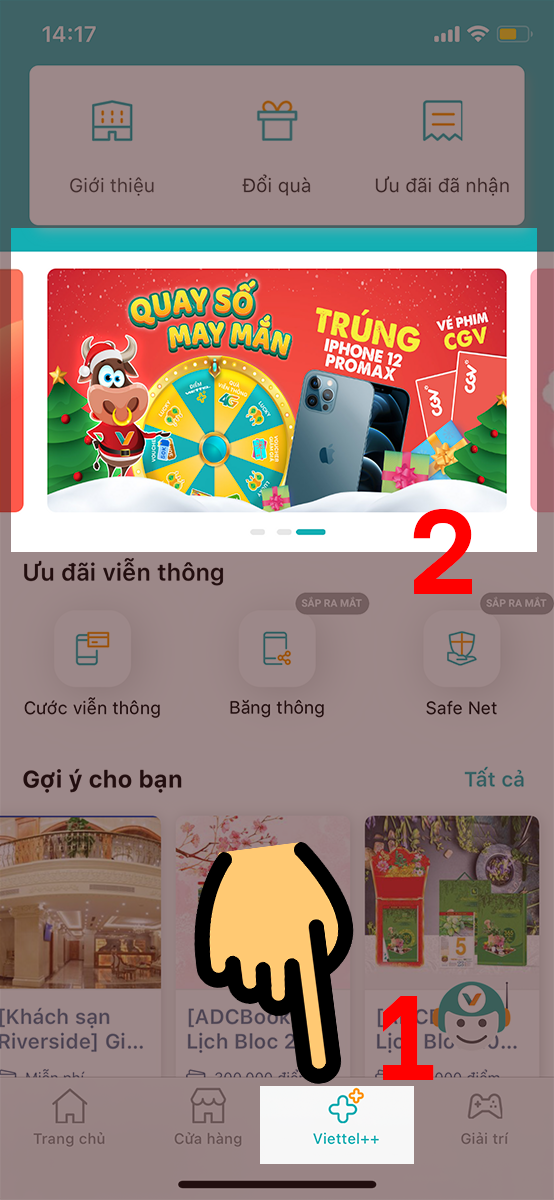 tìm banner quảng cáo chương trình Quay số may mắn