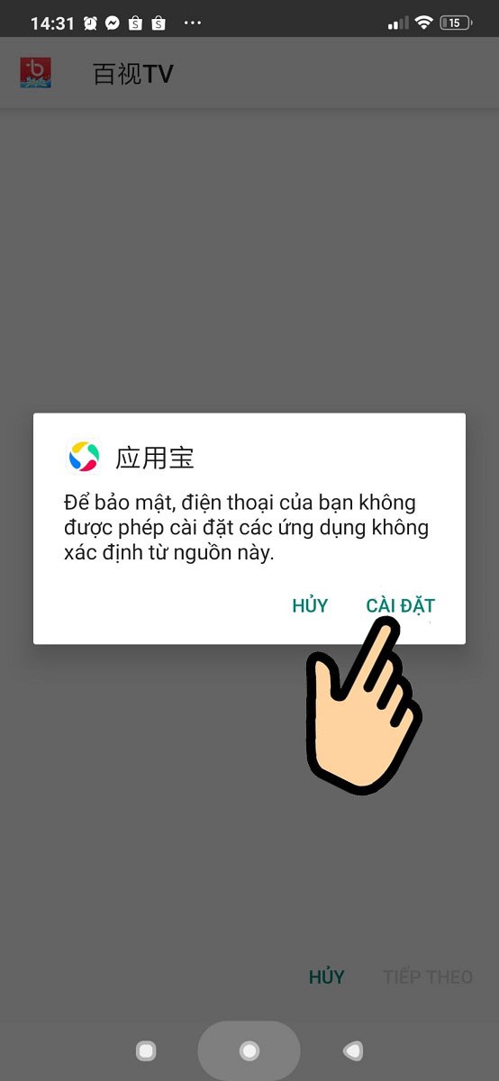 Chọn Cài Đặt