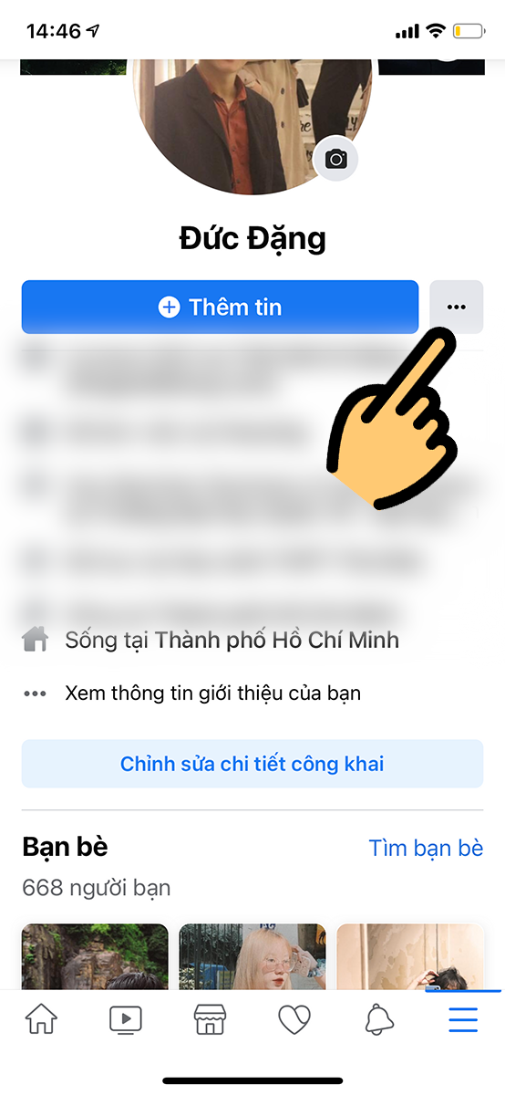 Chọn mục 3 dấu chấm&nbsp;