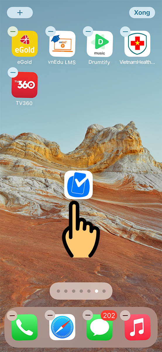 Nhấn v&agrave; giữ icon 1 ứng dụng