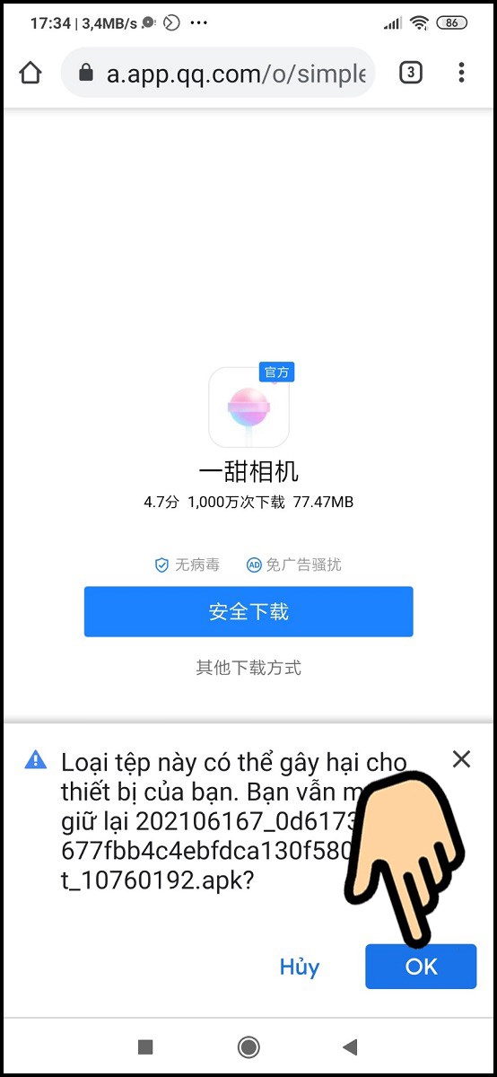 Bấm chọn Ok để tải