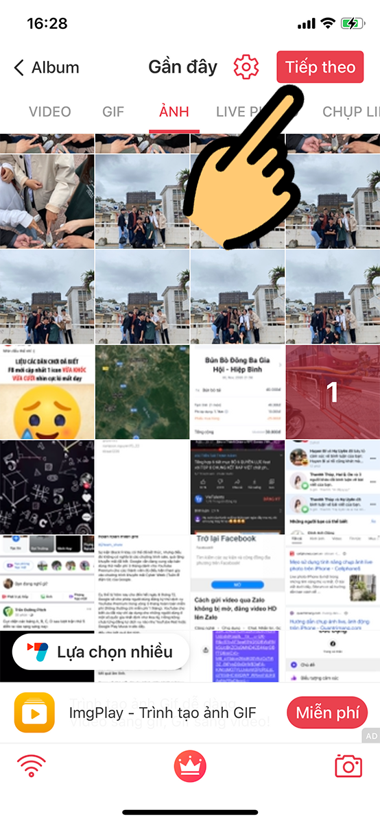  Chọn ảnh m&agrave; bạn muốn chuyển th&agrave;nh Live Photo