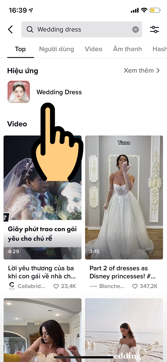 Chọn hiệu ứng Wedding Dress