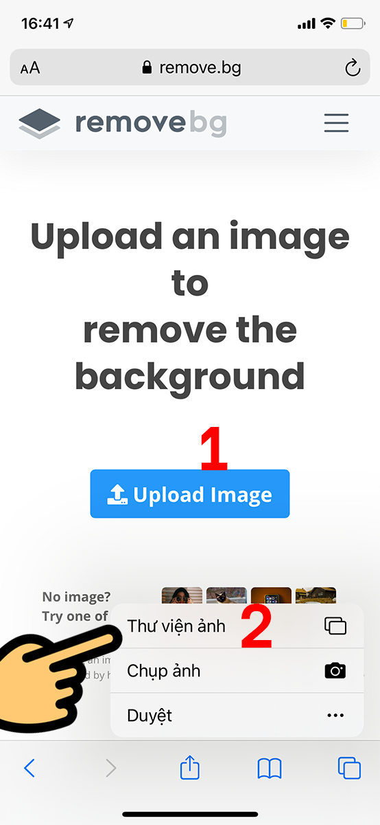 Vào trang web: https://www.remove.bg Vào trang web: https://www.remove.bg