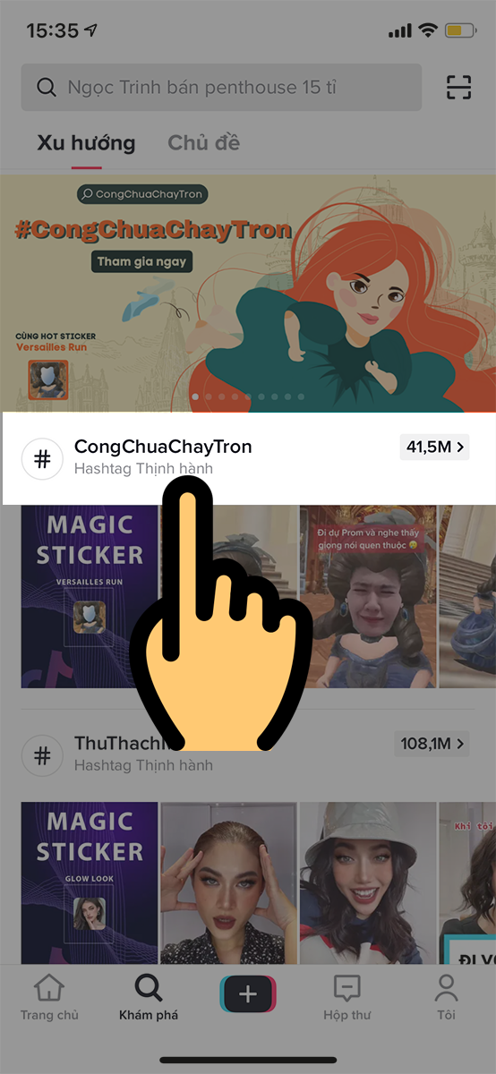 Chọn hiệu ứng C&ocirc;ng ch&uacute;a chạy trốn đầu ti&ecirc;n