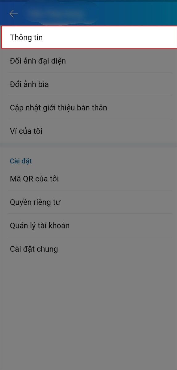 mục đổi thông tin Zalo trên điện thoại mục đổi thông tin Zalo trên điện thoại